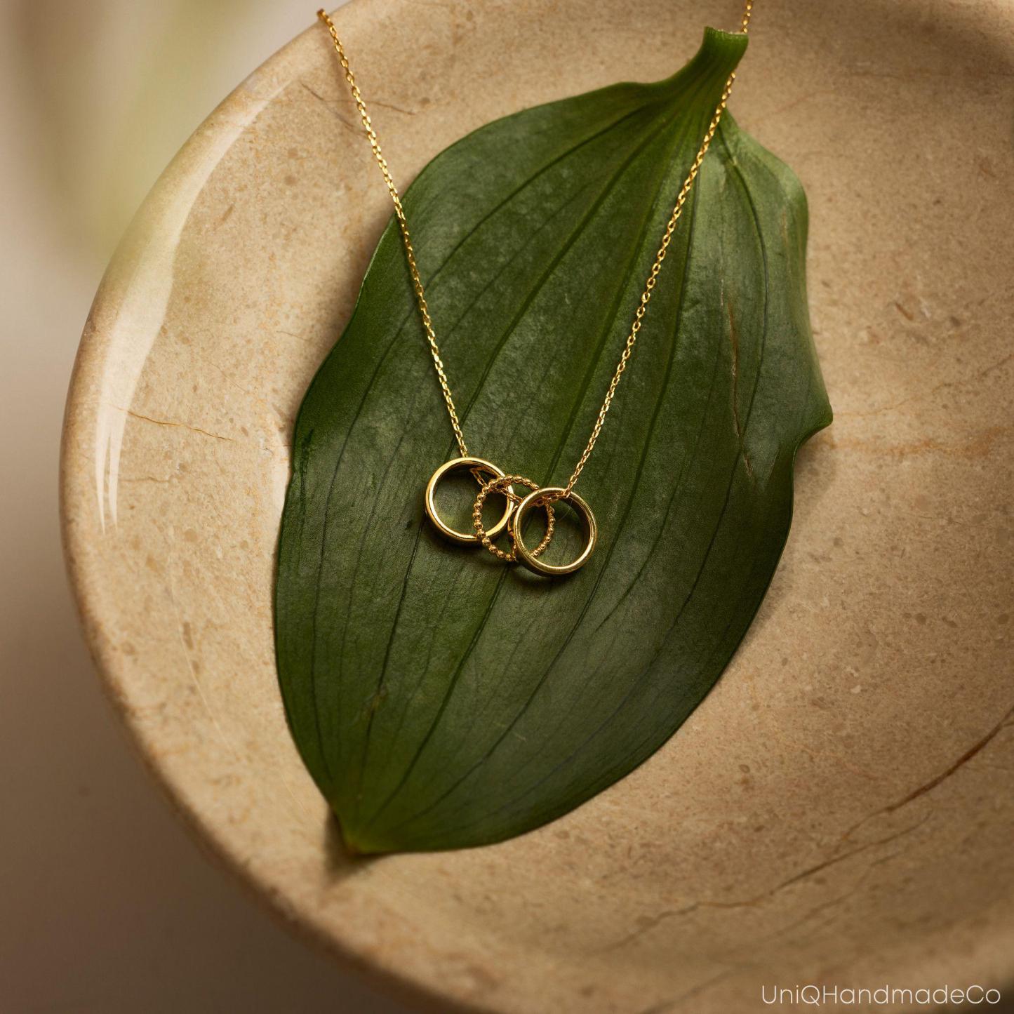 Personalized Two Names Engraved Circle Name Necklace Custom Family Name Circle Pendant Gift For Her