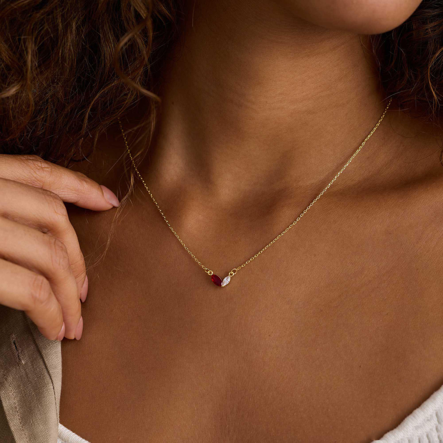 Custom Couple Birthstone Necklace for Women Personalized Family Gemstone Necklace with Marquise Stones Valentine's Day Gifts - namenecklace