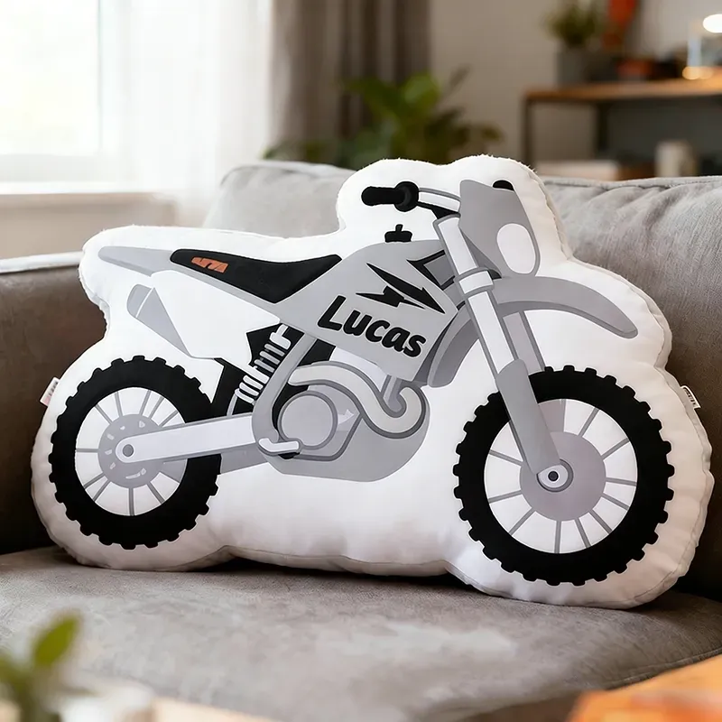 Personalized Motorcycle Pillow Custom Name Motorbike 3D Graphic Print Pillow 3D Graphic Motorcycle Cushion Gifts for Kids