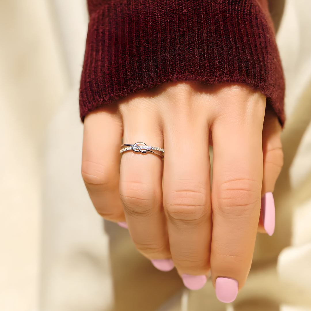 Adjustable Love Knot Ring with CZ Stones Eternal Bond Ring  Love Knot Jewelry Romantic Gifts for Her