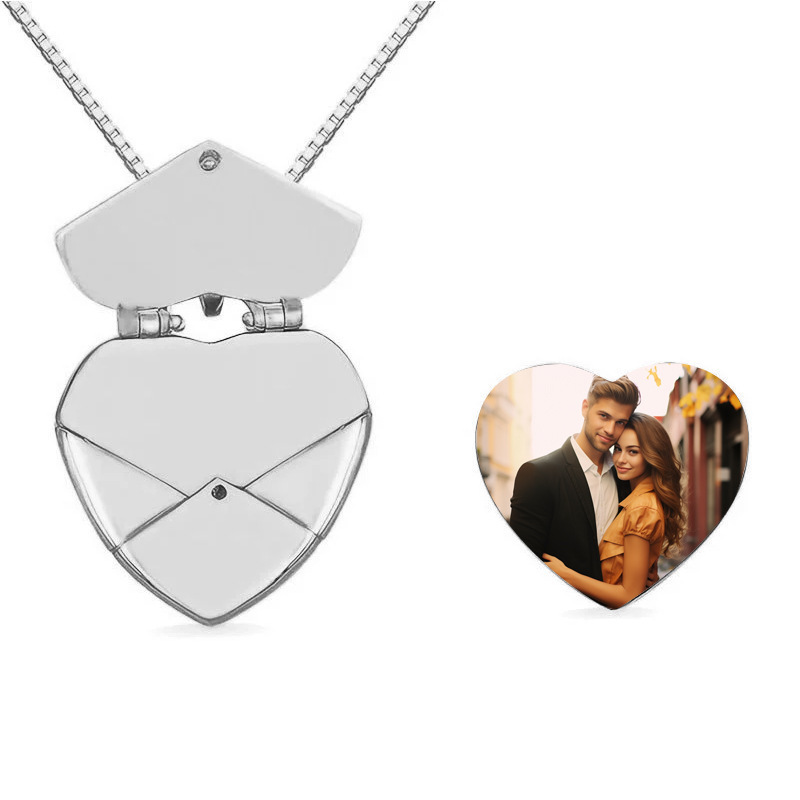 Heart Envelope Secret Necklace Custom Photo Heart Insert Personalized Love Letter Necklace Hidden Photo Locket