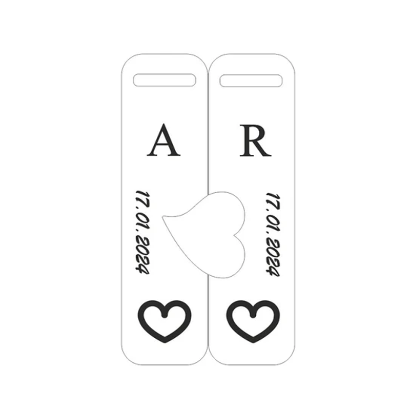 Couple Puzzle Keychain Set – Personalised Wooden Keyring with Engraved Names & Symbols Matching Gift for Partners or Best Friends