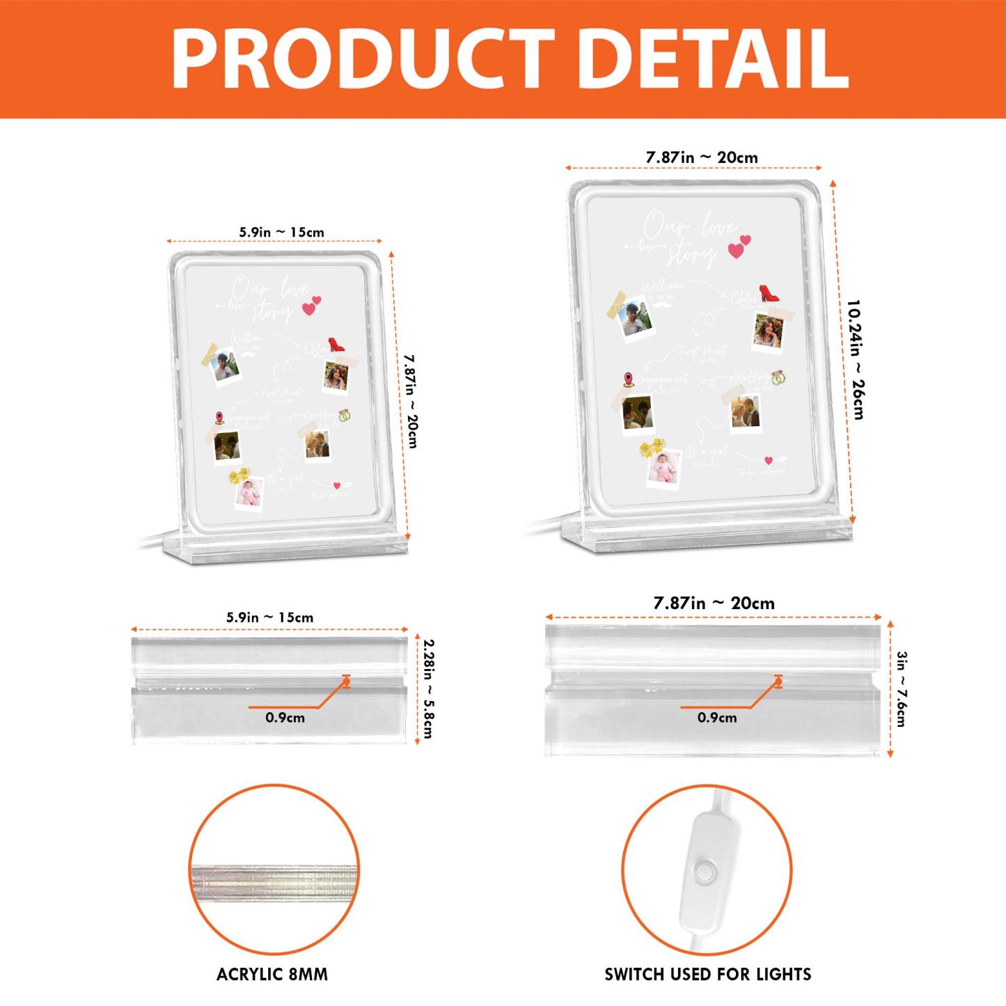 Personalized Our Love Story LED Acrylic Plaque Custom Timeline Milestone Anniversary Night Light Valentine's Day Gift