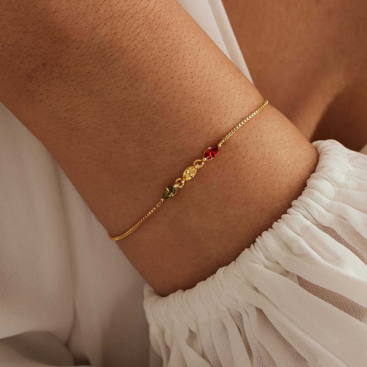 Personalized Marquise Birthstone Bracelet Custom 1 to 5 Birthstones Jewelry Custom Family Names Bracelet Custom Gift for Mom  Mother's Day Gift for Wife