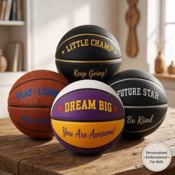 Personalized Panel Engraved Basketball Custom Text Kids Basketball Birthday Gift For Son