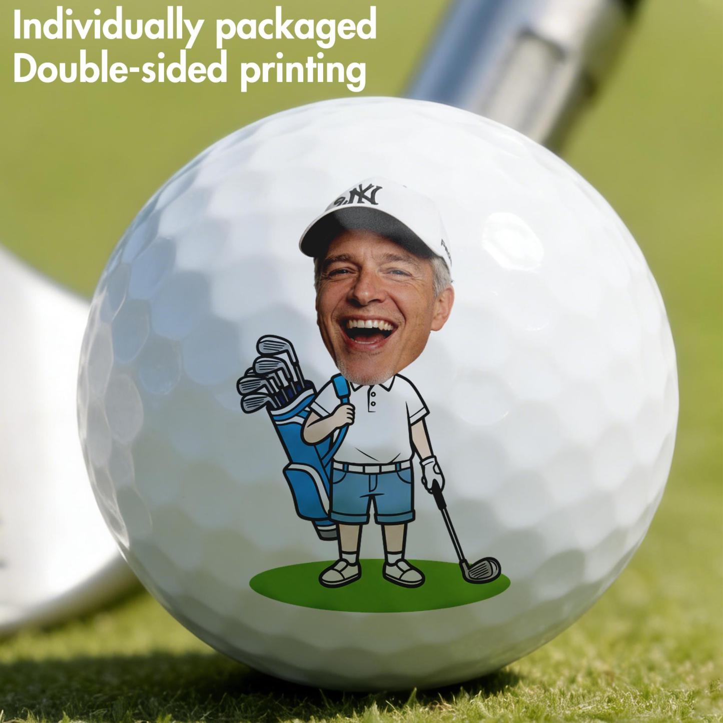 Personalized Photo to Cartoon Golf Balls Custom Face Golf Balls Custom Funny Father's Day Golf Balls Custom Photo Gift for Golfer Dad Father's Day Gift for Dad - namenecklace