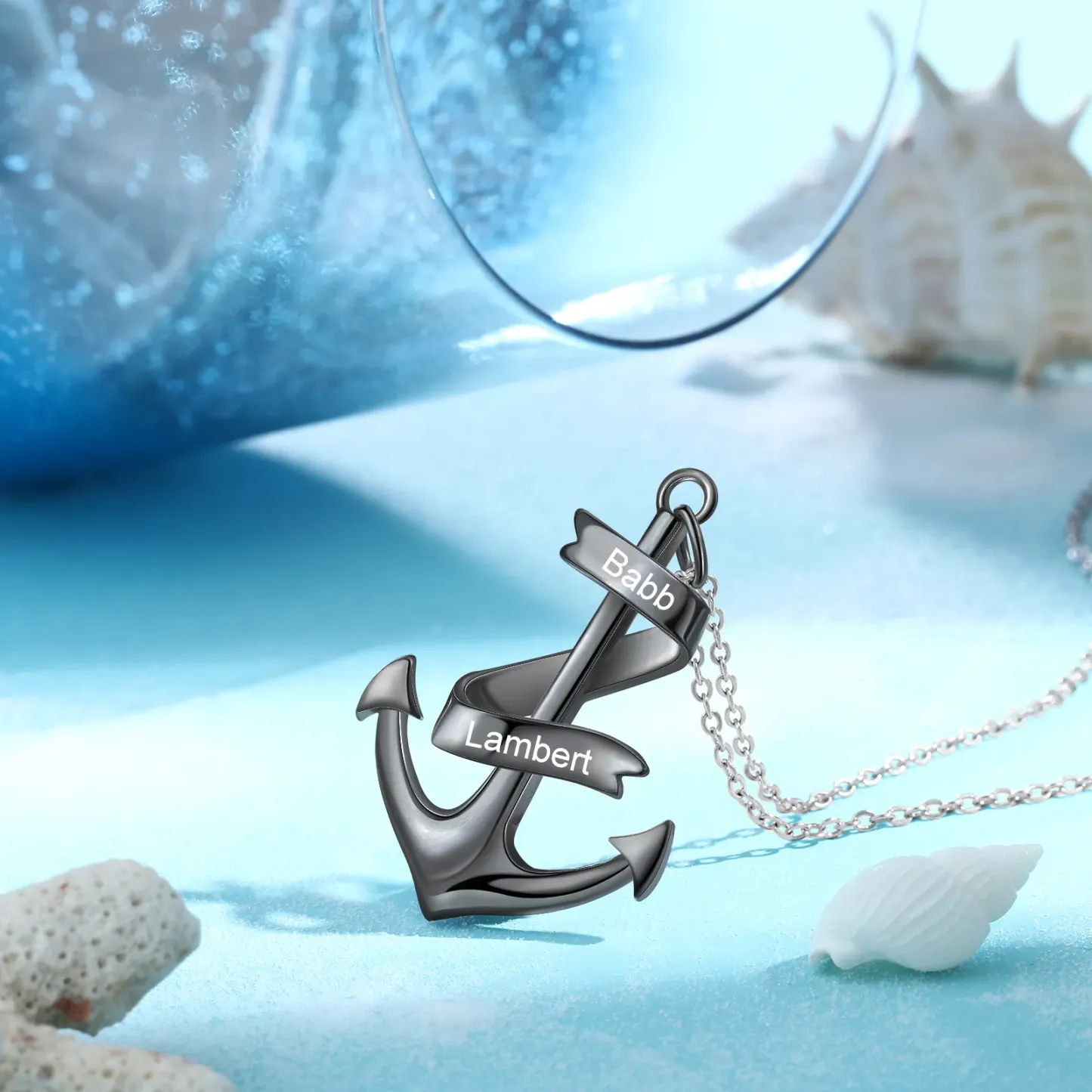 Personalized Anchor Necklace with 2 Names Custom Nautical Anchor Pendant Engraved Pirate Anchor Necklace Gifts for Friends