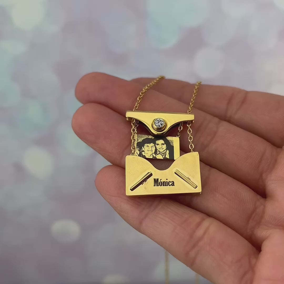 Custom Envelope Locket Necklace Personalized Envelope Letter Necklace Keepsake Envelope Pendant Necklace Gifts for Her