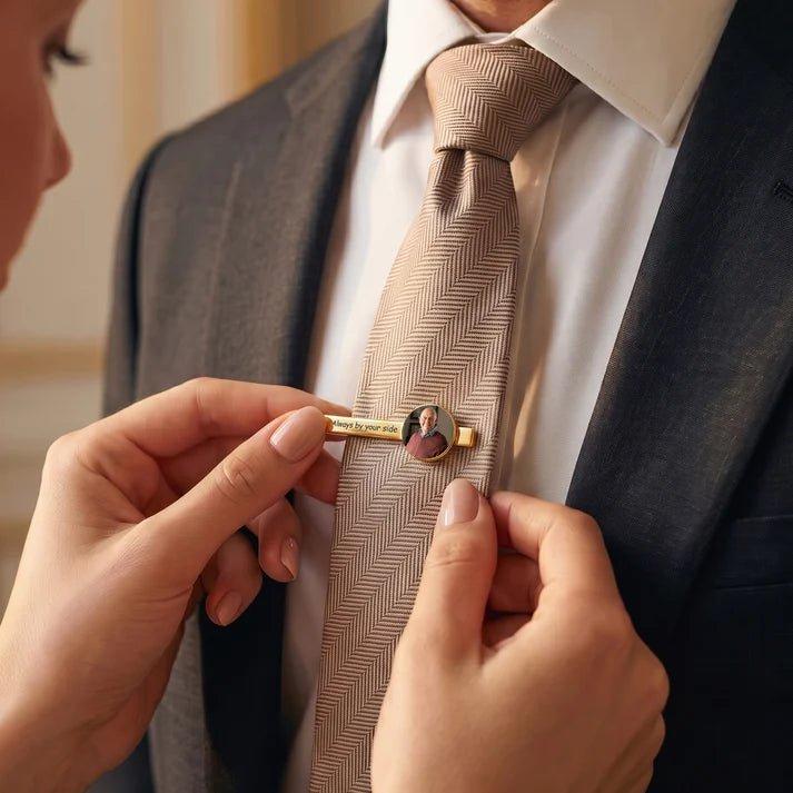 Personalized Photo Memorial Tie Clip Custom Engraved Groom Tie Bar Funeral Remembrance Gift for Husband