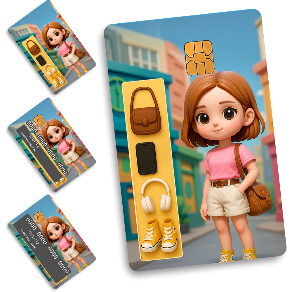Custom Card Cover Your Photo Sticker Waterproof Card Cover Personalized Card Skin Set 4 Pieces in 1