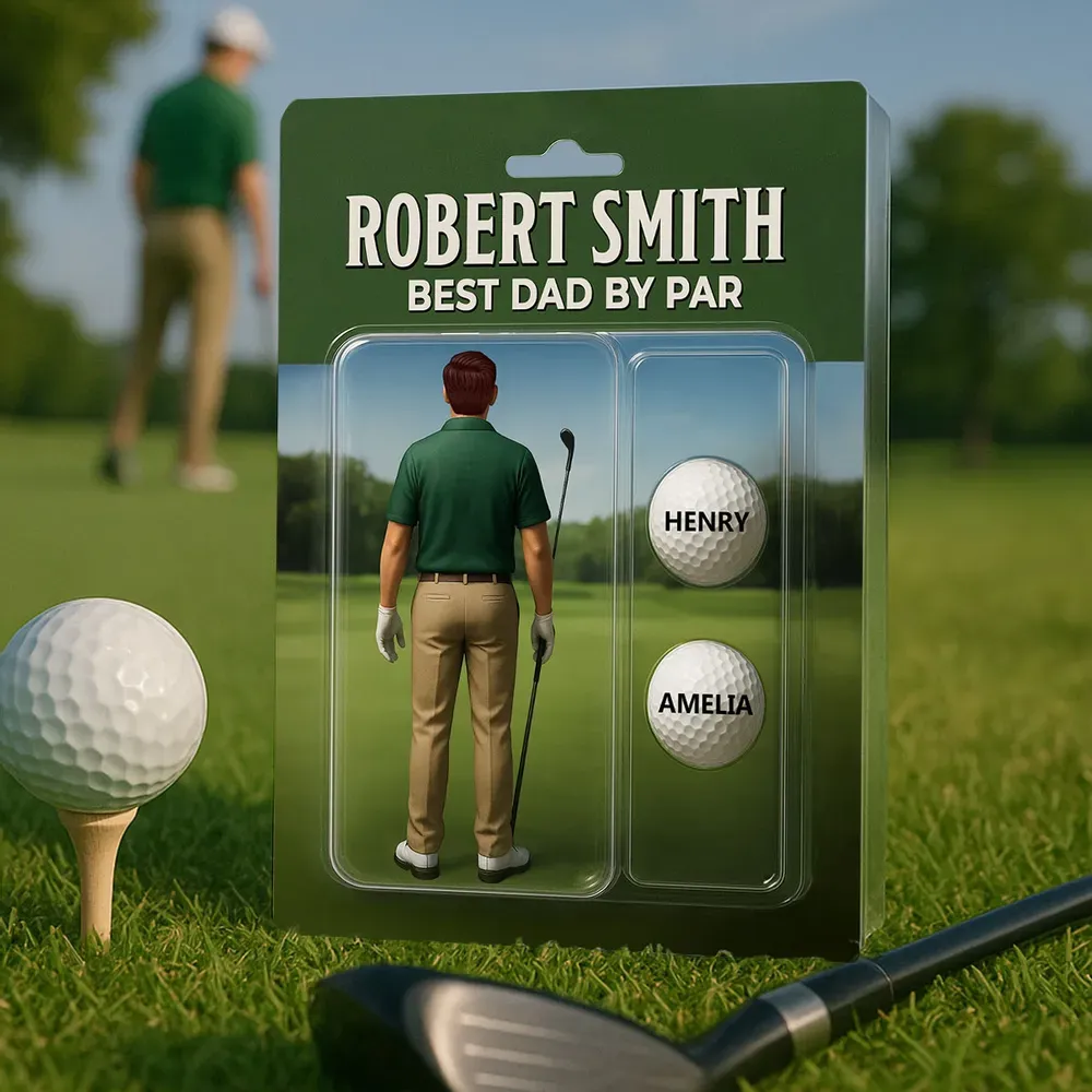 Personalized Acrylic Block Plaque – Best Dad by Par' with Custom Kids' Names, Ideal Father's Day Gift for Golf-Loving Dad