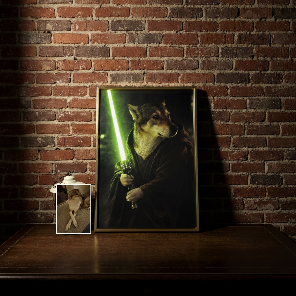 Custom Lightsaber Galactic Hero Pet Portrait Frame Gift for Pet Lover - namenecklace