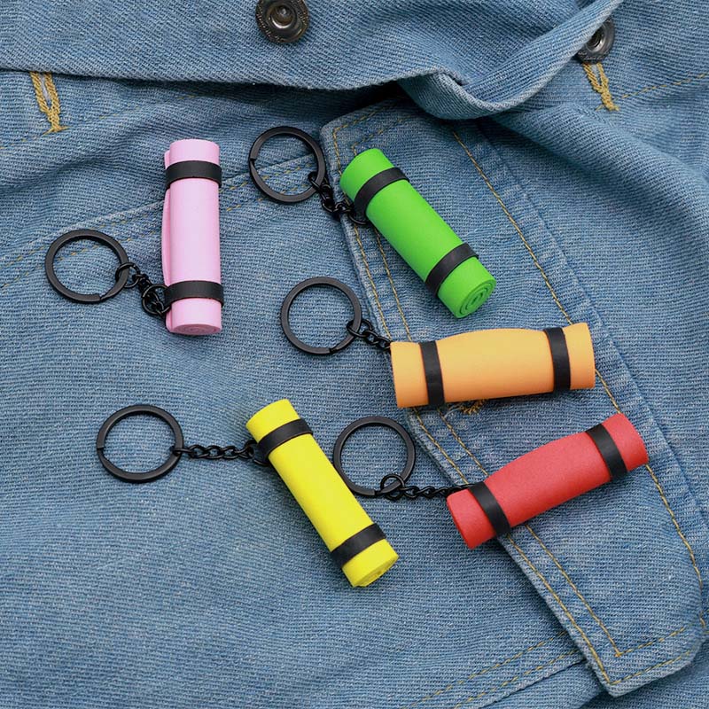 Mini Rolled Yoga Mat Keychain Cute Rolled Yoga Mat Keyring Fitness Motivation Charm for Gym Bags