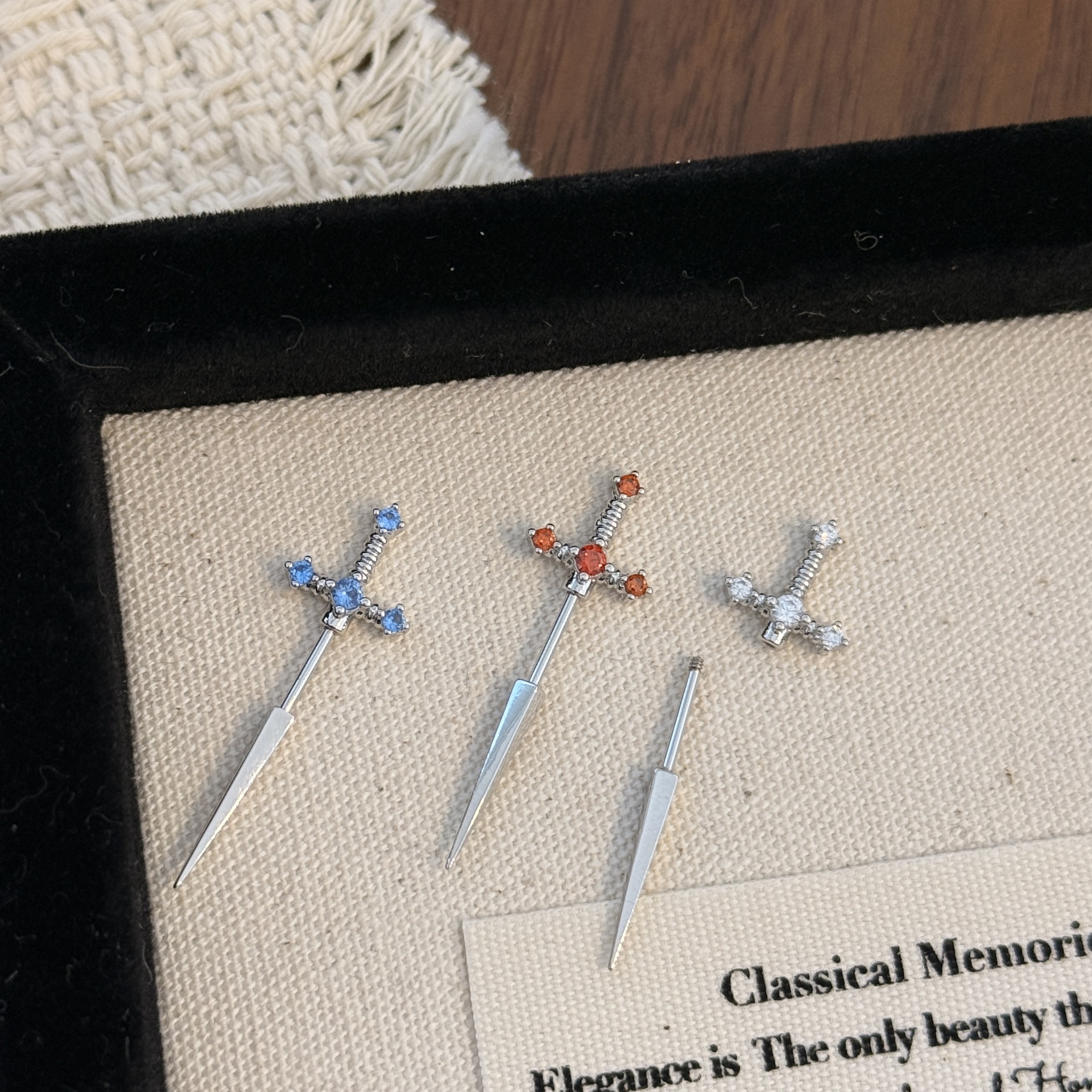 Whimsical Crystal Sword Stud Earring Sparkling Cubic Zirconia Sword Cartilage Piercing Cool Punk Dagger Helix Stud Earring