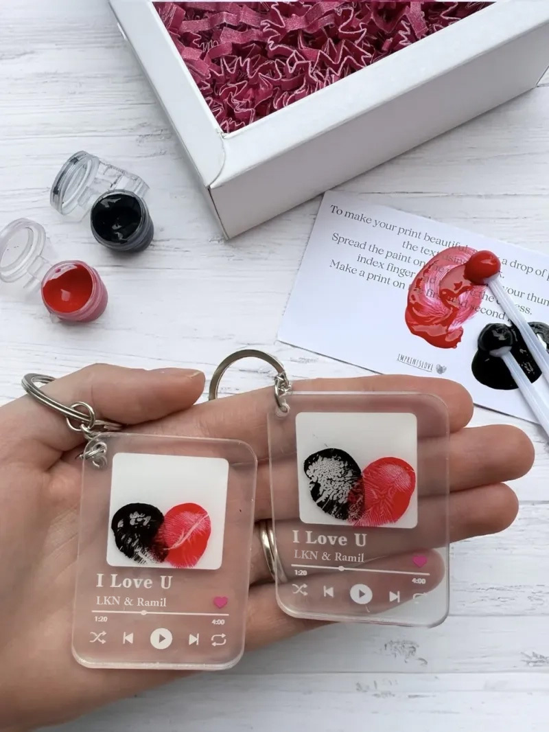 Fingerprint Keychain  Commemorate Your Special Day with a Unique Touch Anniversary Valentine’s Day for Couples Gifts Symbolizing Eternal Love