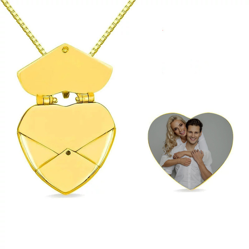 Heart Envelope Secret Necklace Custom Photo Heart Insert Personalized Love Letter Necklace Hidden Photo Locket