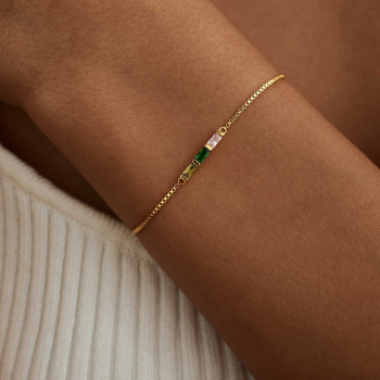 Personalized Baguette Birthstone Bracelet Dainty Family Birthstone Bracelet Modern Birthstone Bar Bracelet Christmas Gift for Her