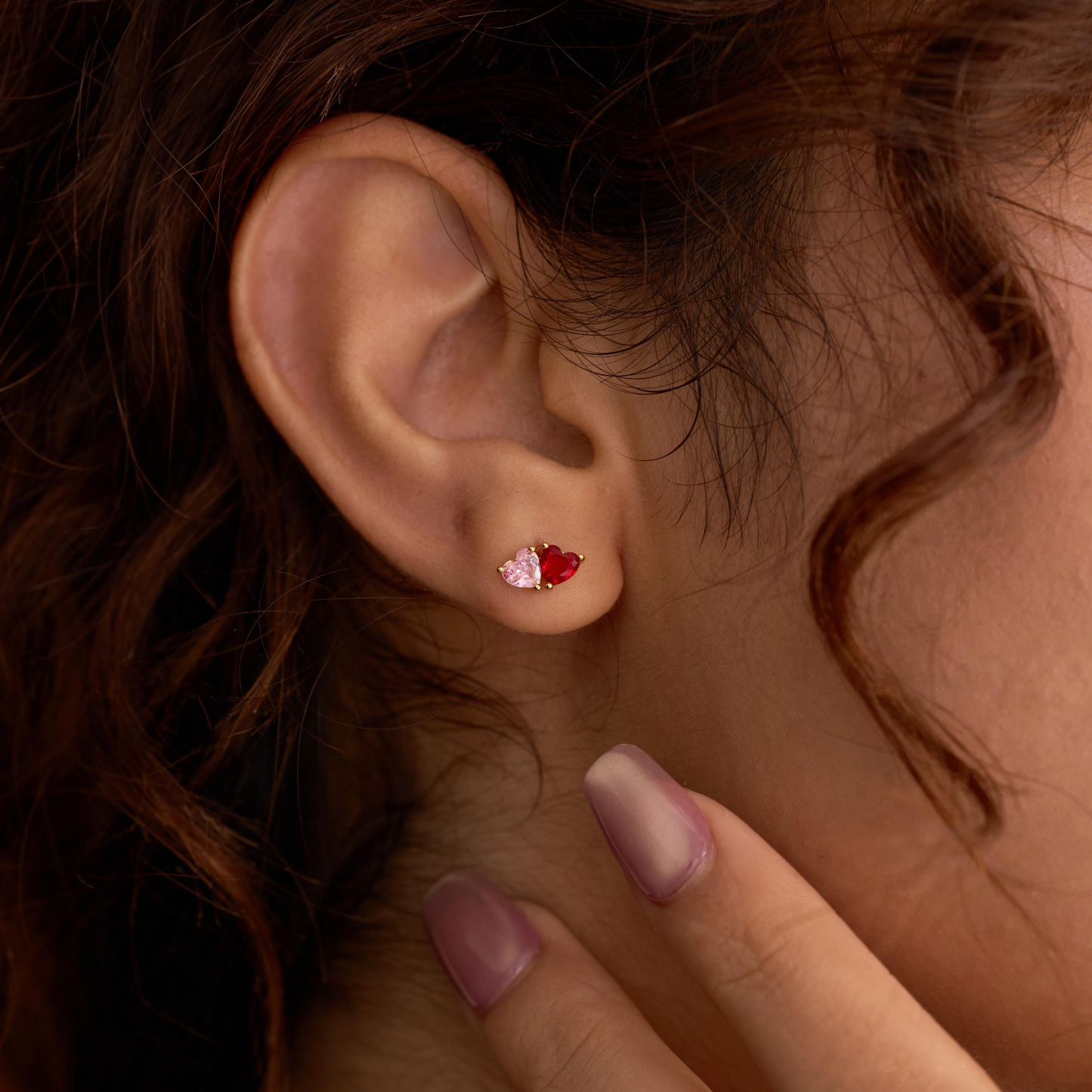 Custom Two Heart Birthstone Stud Earrings Personalized Dual Birthstone Heart Earrings Anniversary Gift for Her Mother's Day Gifts