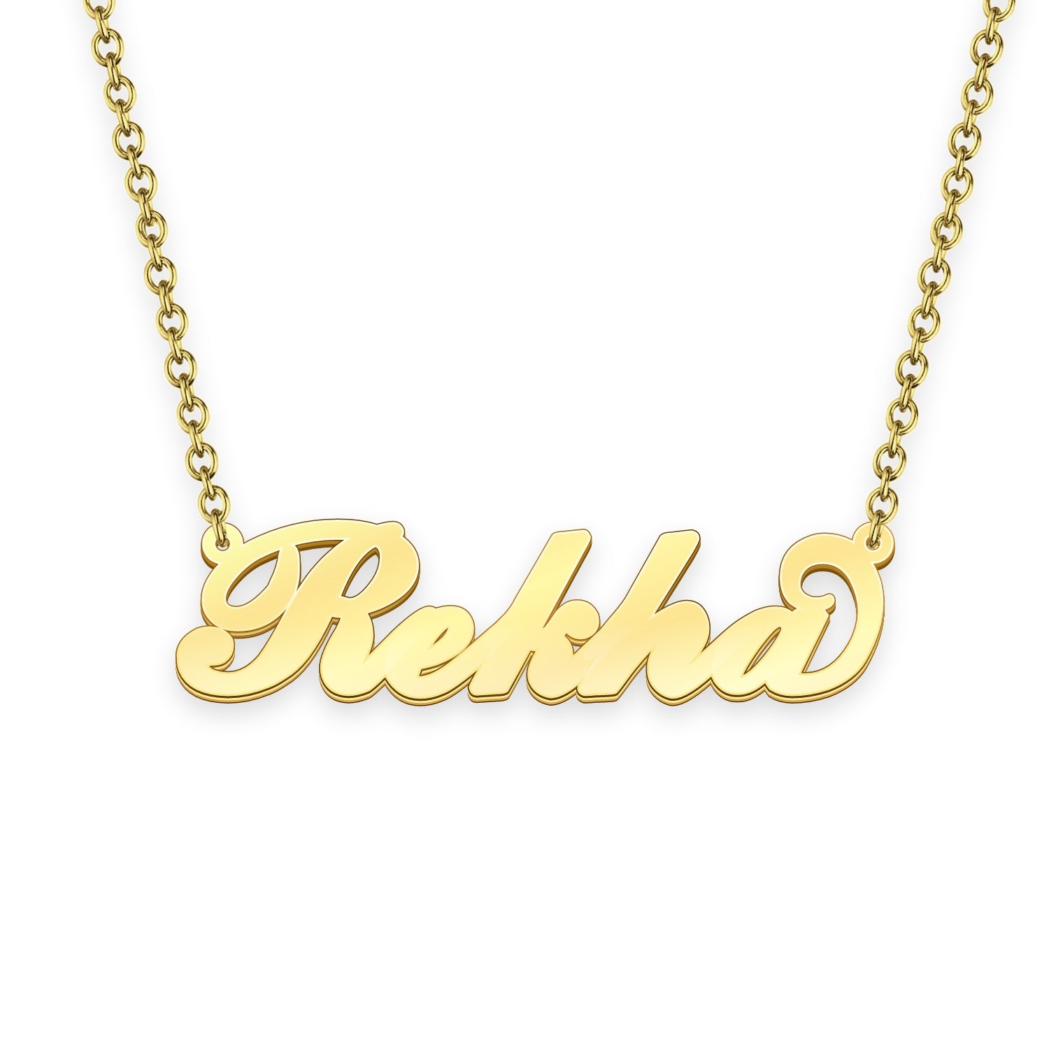 Rekha Name Necklace Gold Custom Necklace Personalized Gifts for Her