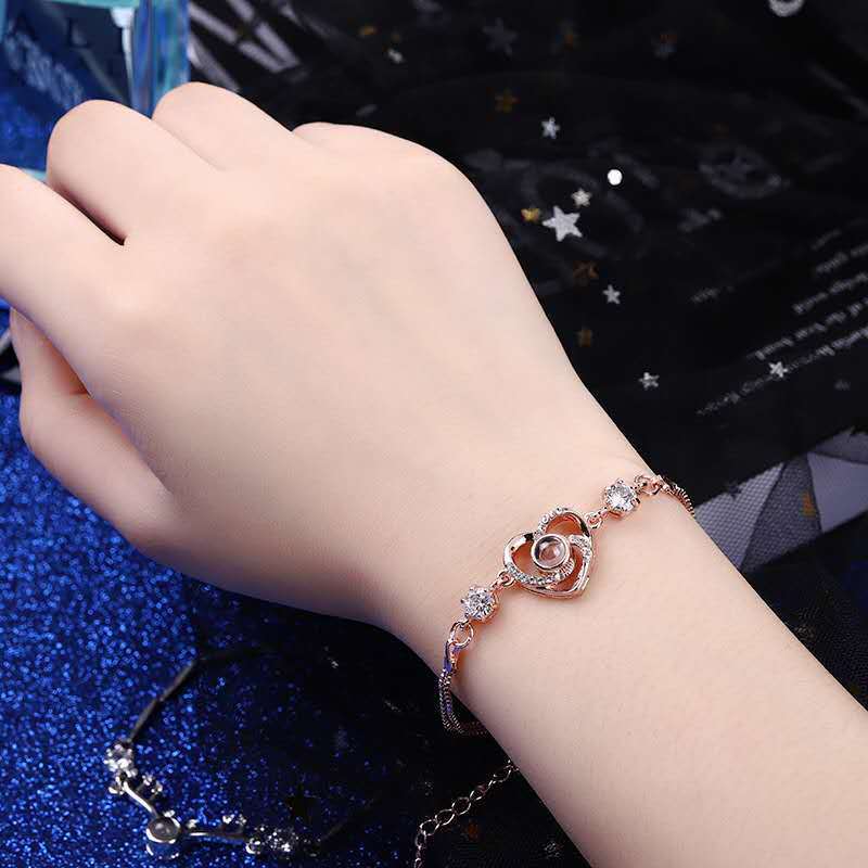 Custom Photo Projection Bracelet Personalized Heart Projection Bracelet Romantic Valentine's Day Gift