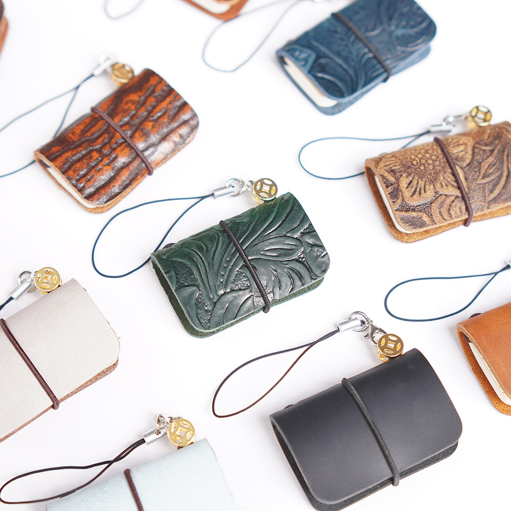 Super Mini Genuine Leather Pocket Notebook Keychain Handmade Genuine Leather Super Mini Pocket Notebook Keychain