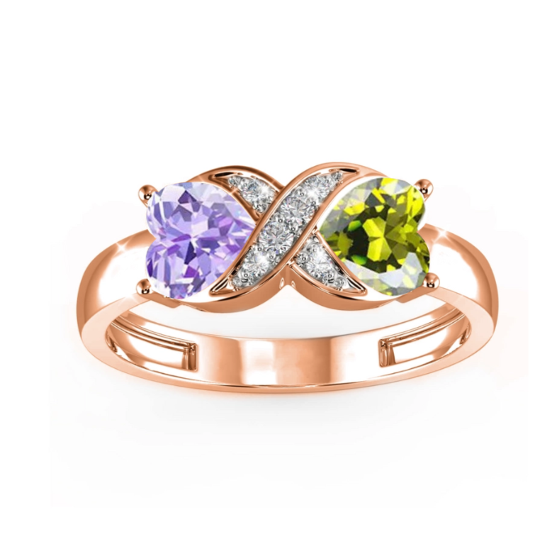 Personalized Birthstone Name Infinity Promise Ring Custom Engraved Infinity Ring for Couple Anniversary Gifts Valentine's Day Gifts