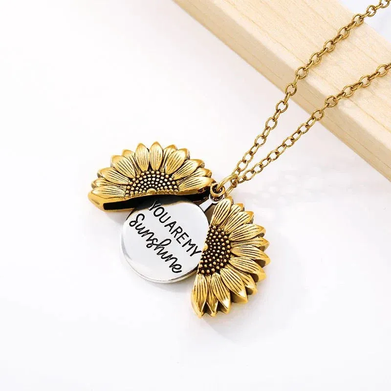 Custom Sunflower Pendant Necklace & Personalized birthday Floral Gift 