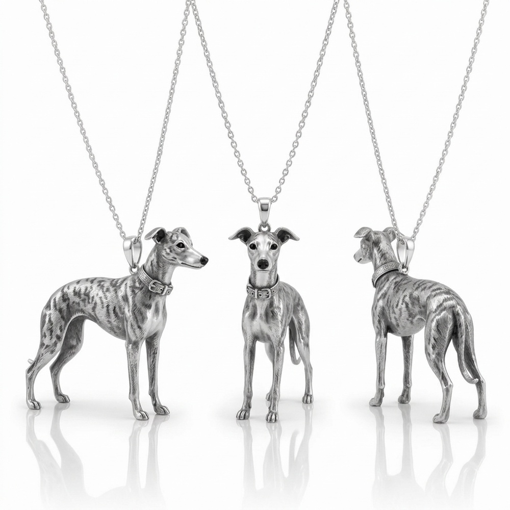 Exquisite S925 Sterling Silver 3D Pet Pendant Necklace, Highly Detailed Sculpted Dog & Cat Animal Charm Jewelry for Pet Owners