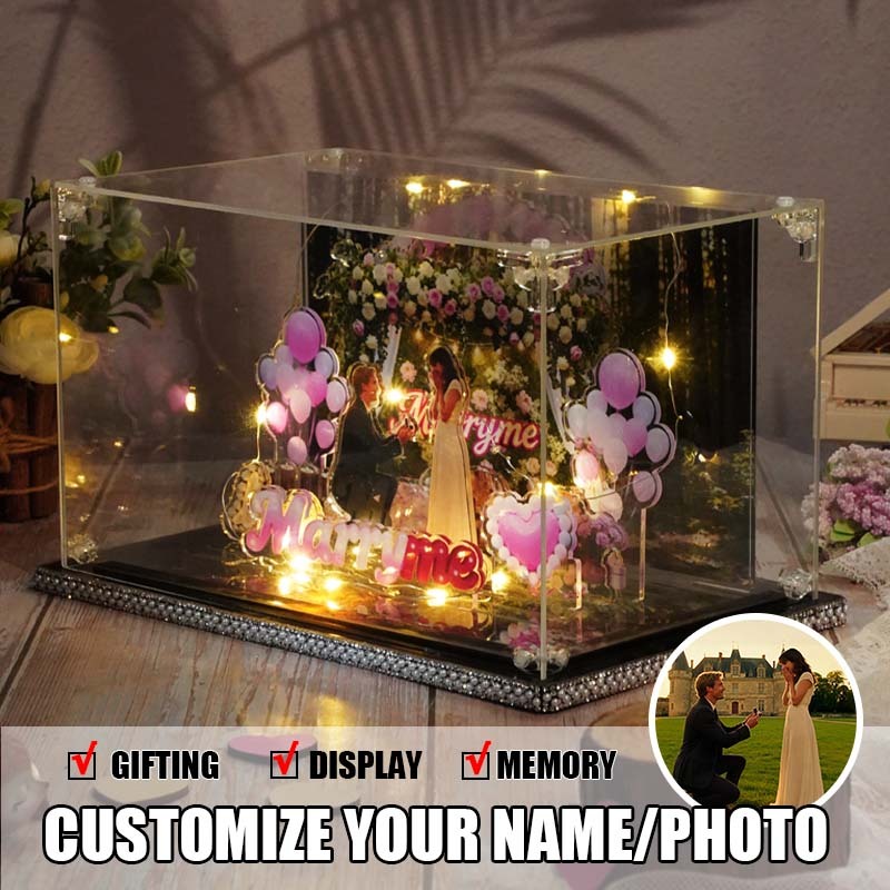 Custom Forest Proposal Micro Landscape Acrylic Stand Personalized Woodland Engagement Photo Personalized Couple Keepsake