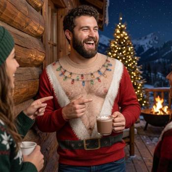 Personalized Hairy Chest Santa Abs Graphic Funny Ugly Christmas Sweatshirt Holiday Gift For Friends
