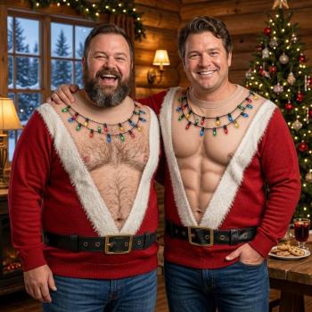 Personalized Hairy Chest Santa Abs Graphic Funny Ugly Christmas Sweatshirt Holiday Gift For Friends