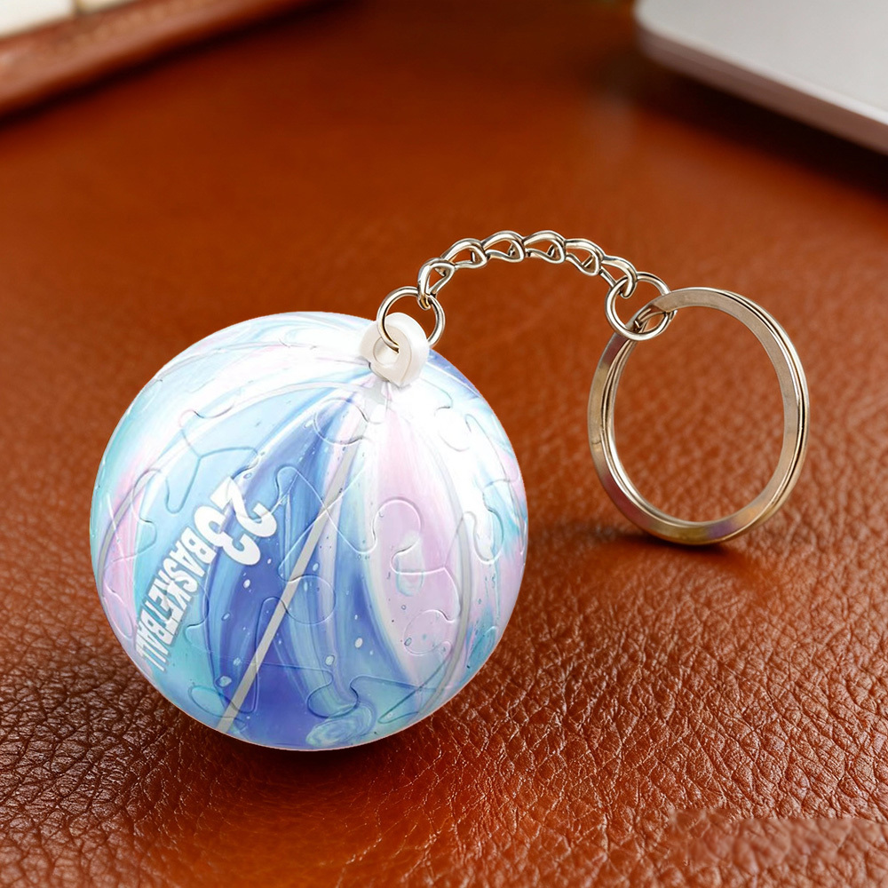 3D Puzzle Ball Keychain Sports Ball Puzzle Keyring Mini Soccer Basketball Globe Keychain Funny 3D Spherical Puzzle Keychain