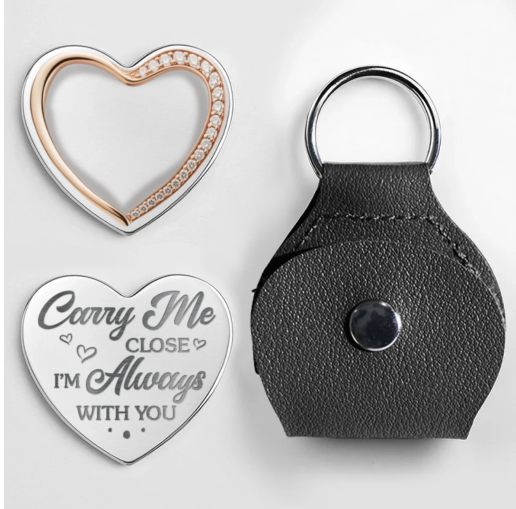 Personalized Pocket Heart Keychain with Custom Photo and Engraved Message – Meaningful Gift for Loved Ones