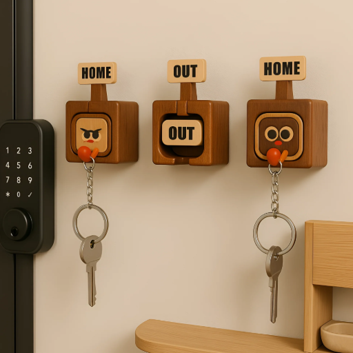 I’m Home / I’m Away Keychain – Reversible Sign Wooden Keyring  for Daily Use Simple Way to Show Your Status
