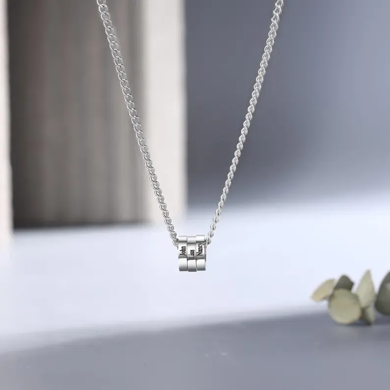 Custom Family Jewelry  Necklace with Kids’ Names – Personalized Men’s Name Pendant Engraved Valentine’s Gift for Him