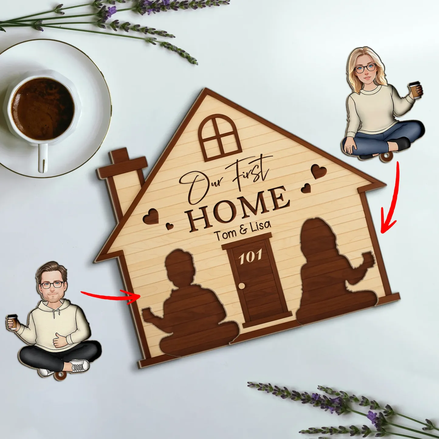 Personalized Engraved Wooden Keychain Custom Family Key Holder Gifts for Family