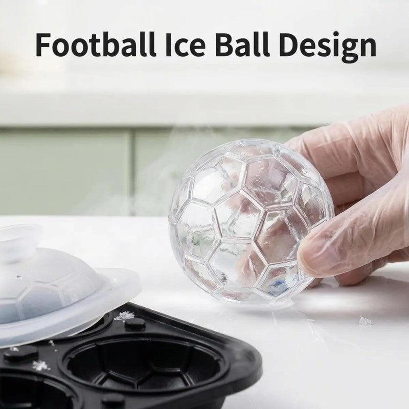 Silicone Soccer Ball Ice Sphere Mold 4 Cavity Football Ice Cube Tray Game Day Fan Gift for Global Tournament Season