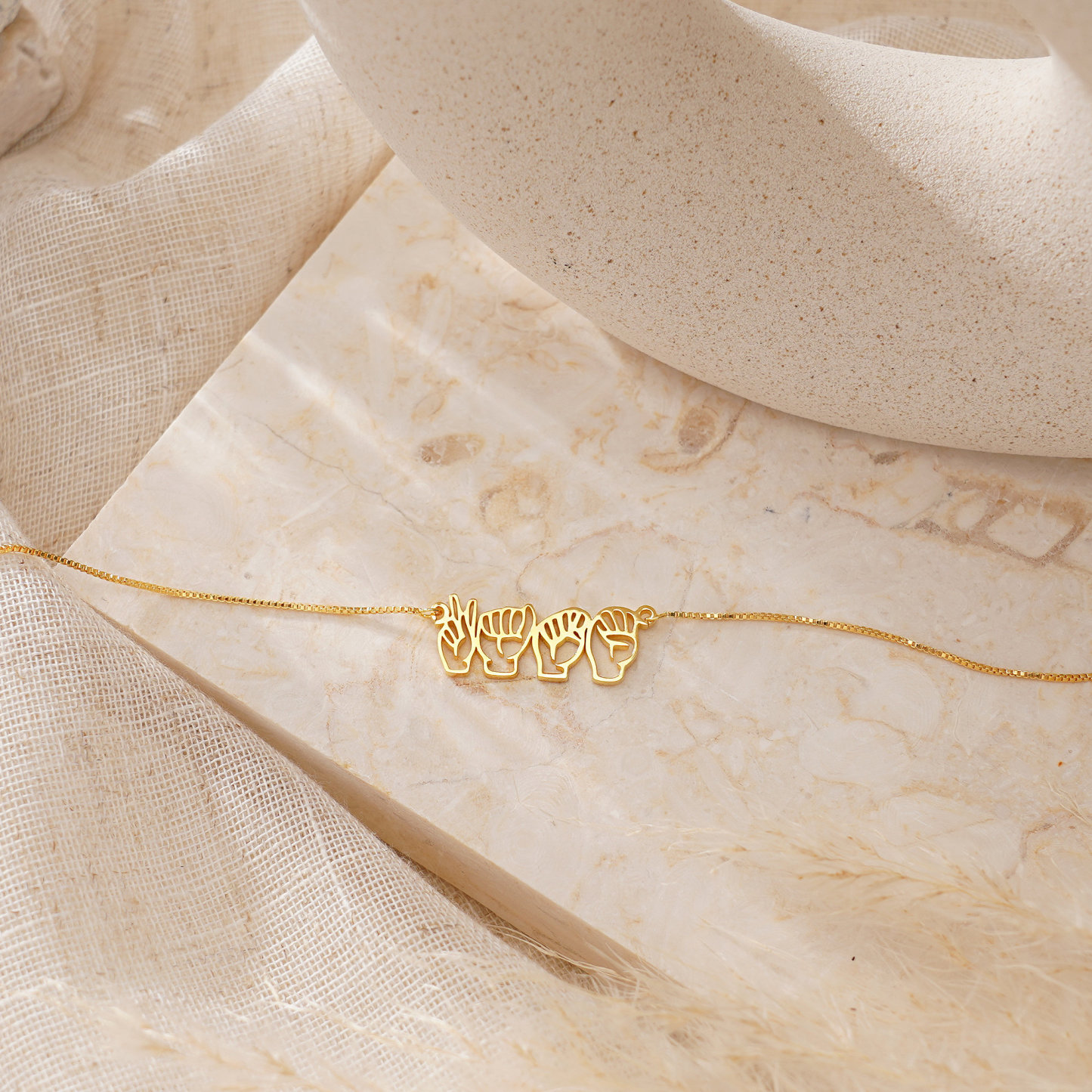 Custom Sign Language Name Necklace Personalized Gesture Name Necklac ASL BSL Jewelry Romantic Valentine's Day Gift