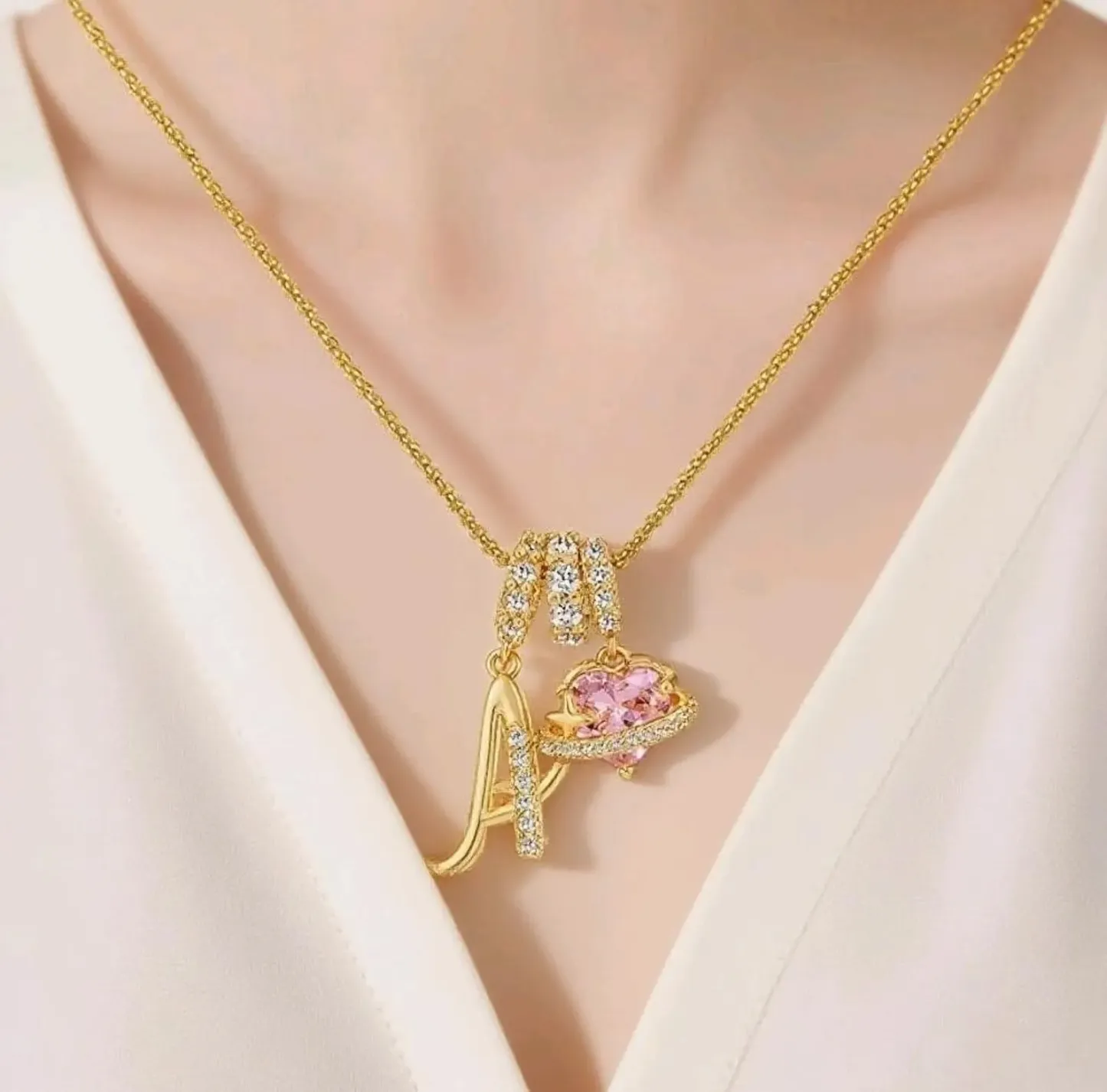 Personalized Diamond Letter Necklace & Custom A–Z Letter Pendant Jewelry Gift for Women