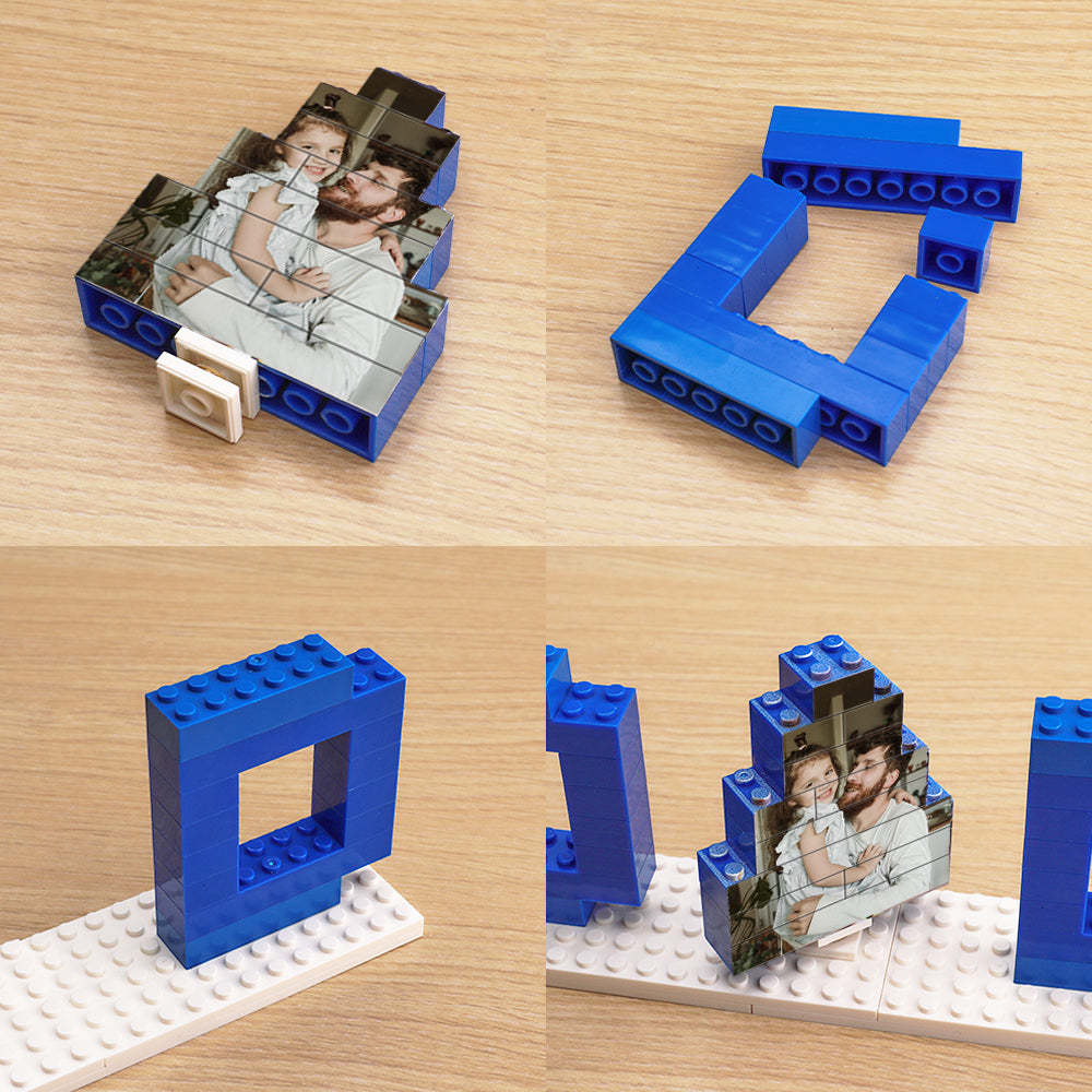 Father's Day Gifts Custom Photo Building Bricks Puzzles Photo Blocks Rotatable Photo