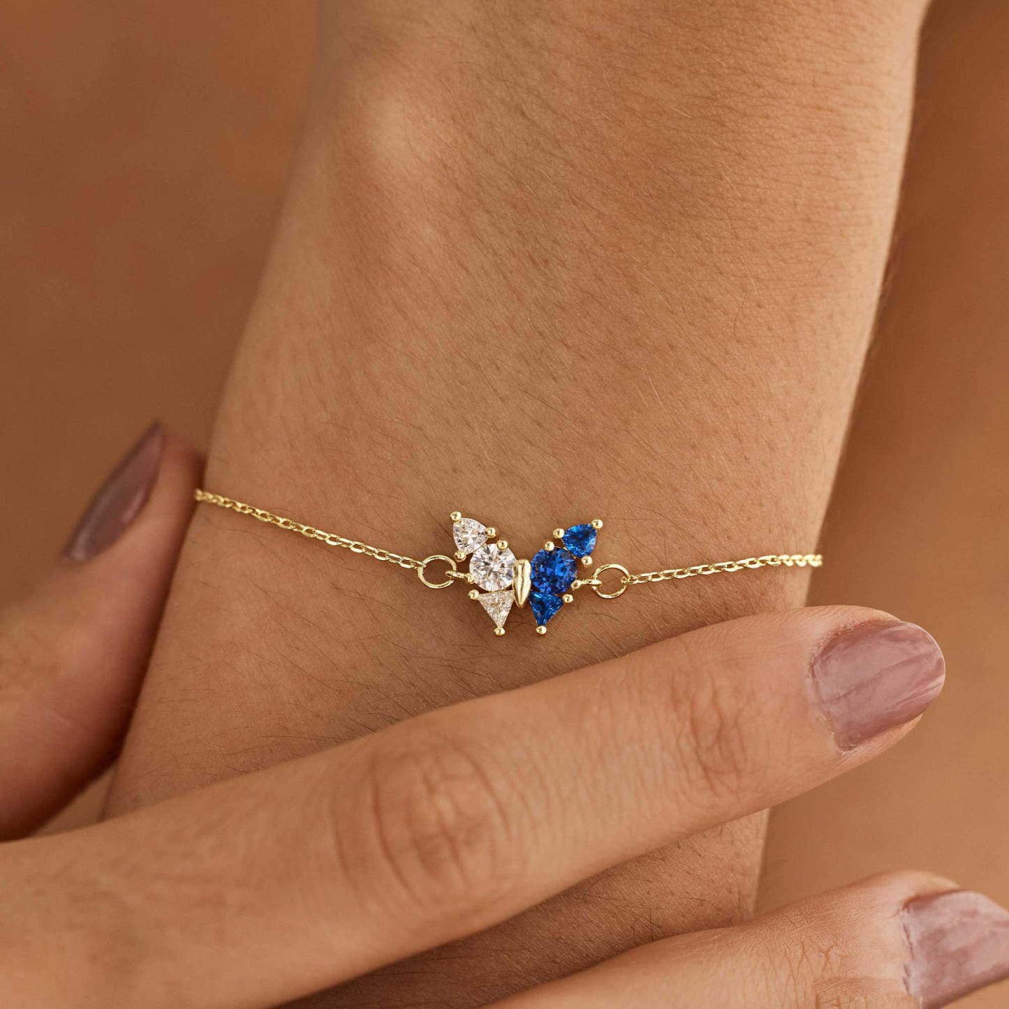 Personalized Butterfly Birthstone Bracelet Custom Two Birthstones Jewelry Custom Family Member Gift Custom Butterfly Charm Bracelet Mother's Day Gift