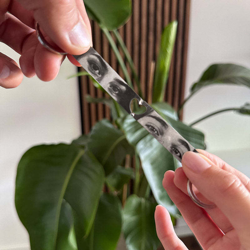 Couple Eye Keychain Heart-Shaped Design Photo Engraving Keychain Anniversary Gifts