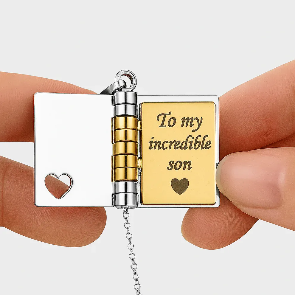 Custom Notebook-Shaped Necklace with Custom Engraving Personalized Meaningful Gift for Son on Birthday Graduation
