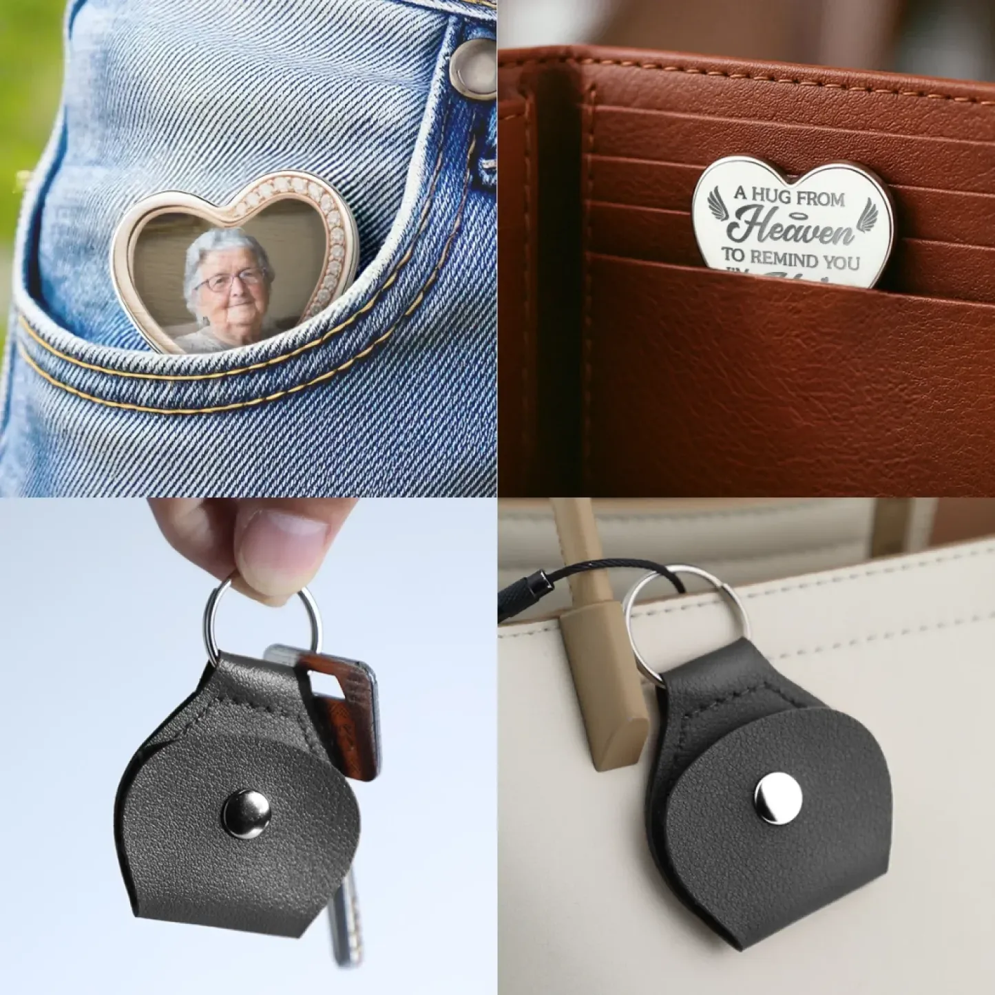 Personalized Pocket Heart Keychain with Custom Photo and Engraved Message – Meaningful Gift for Loved Ones