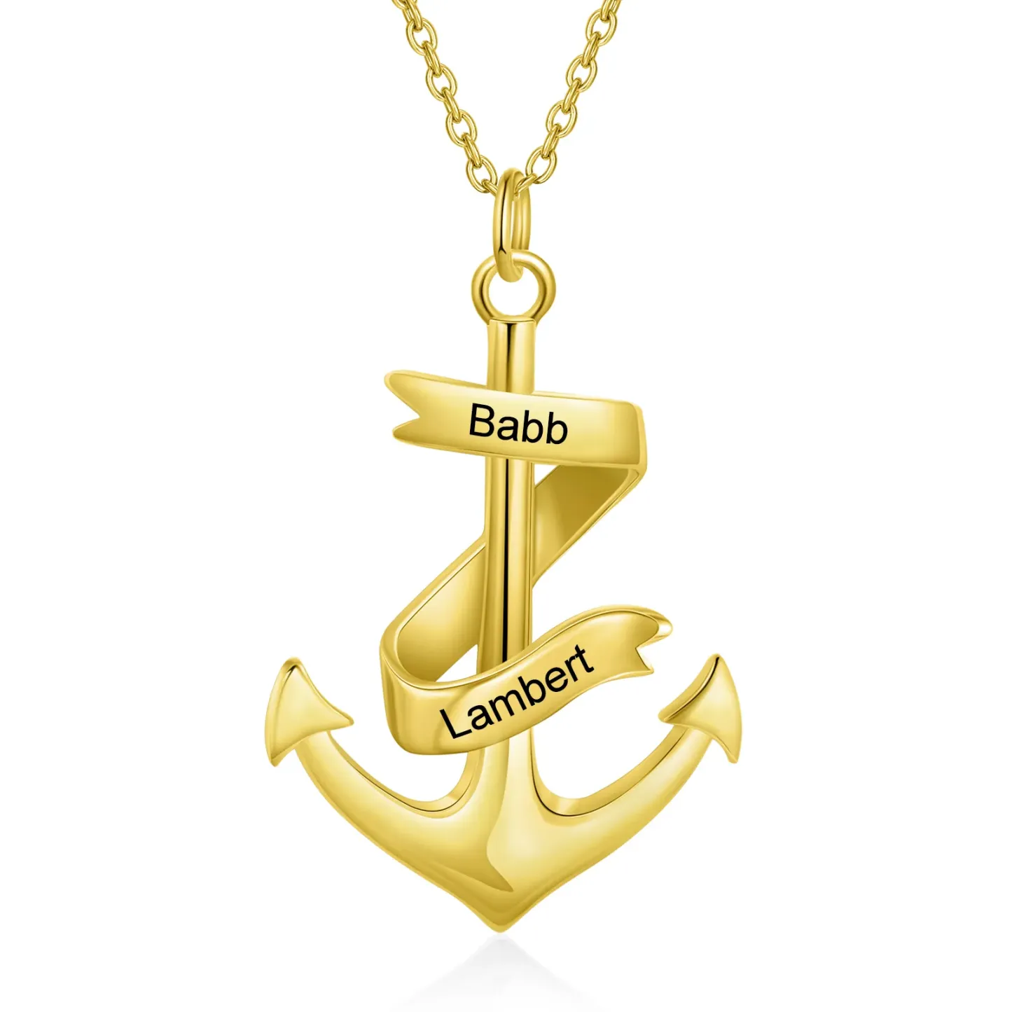 Personalized Anchor Necklace with 2 Names Custom Nautical Anchor Pendant Engraved Pirate Anchor Necklace Gifts for Friends