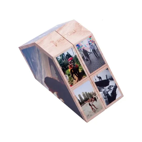 Personalized Photo Heart Folding Wood Photo Box Custom Romantic Folding Heart Photo Frame Heart-Shaped Memory Box Valentine's Day Gifts
