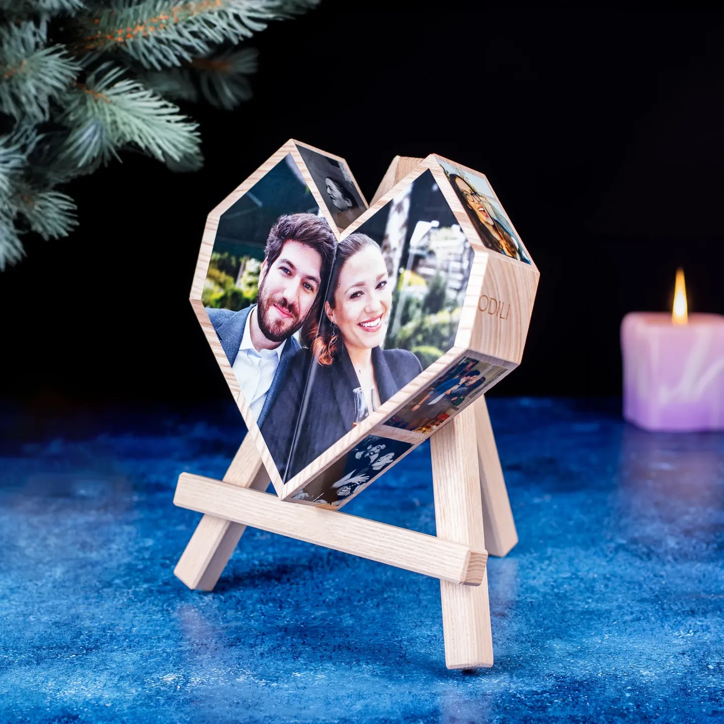 Personalized Photo Heart Folding Wood Photo Box Custom Romantic Folding Heart Photo Frame Heart-Shaped Memory Box Valentine's Day Gifts