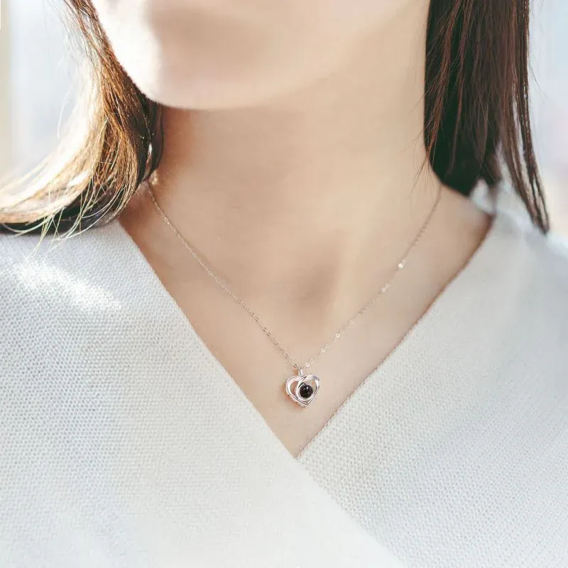 Custom Photo Projection Heart Necklace Personalized Photo Keepsake Necklace Cherished Memories Photo Necklace Gift for Her