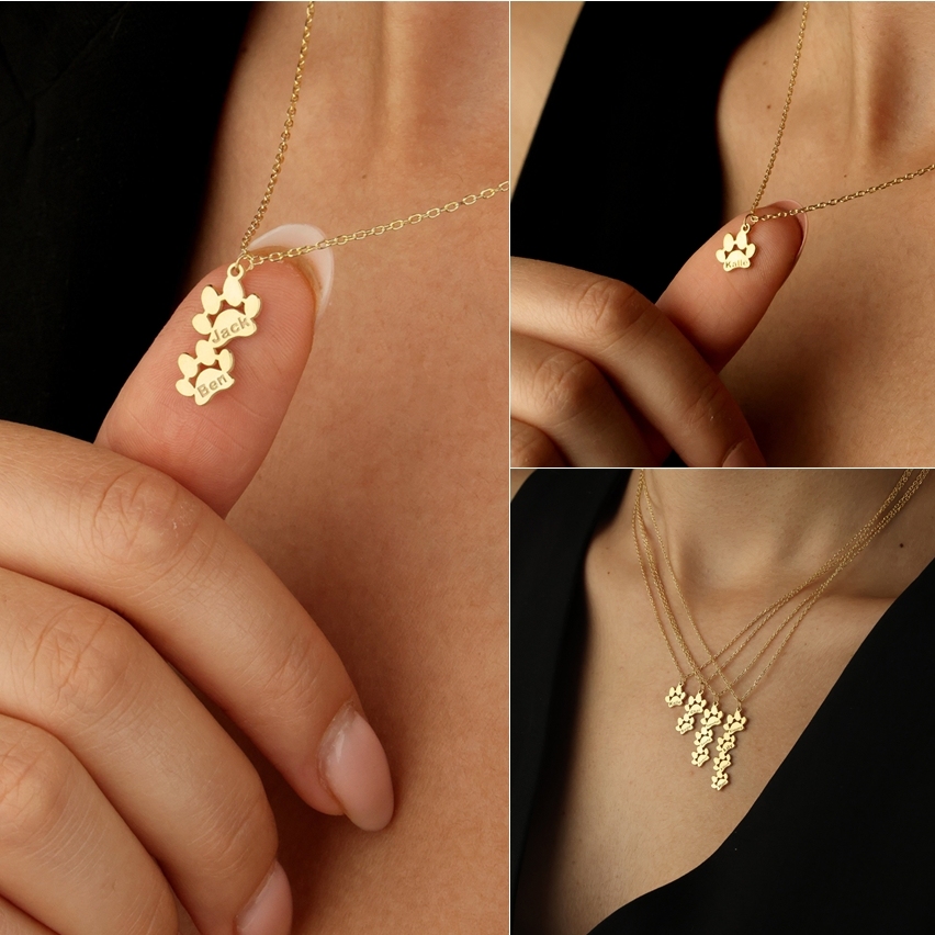 Custom Paw Print Bracelet & Personalized Pet Name Jewelryfor Pet Lovers