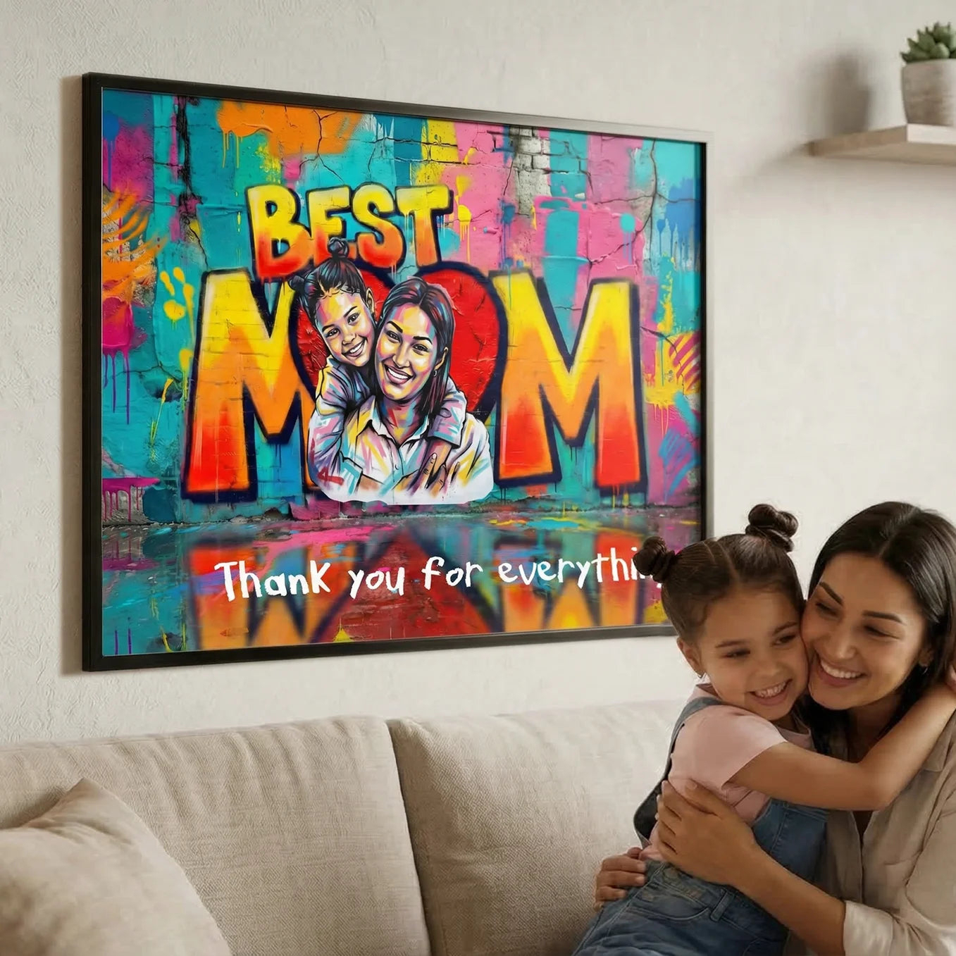 Personalized Photo Graffiti Poster Custom Photo Street Art Wall Decor Mothers Day Gift for Mom - namenecklace